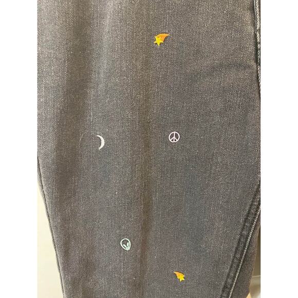 Art Class Space Objects Jeans SZ 16 Kids Target Black Moon Stars Planets Raw Hem - Picture 3 of 3